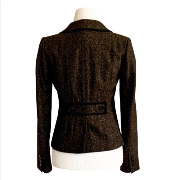 Semantiks Blazer Brown Tan Wool Blend Tweed Button Front Pockets Fitted Size 0 - Picture 5 of 13